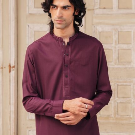 MAROON BLENDED SEMI-FORMAL KAMEEZ SHALWAR