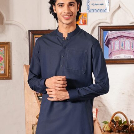 NAVY BLUE BLENDED CASUAL KAMEEZ SHALWAR