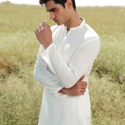 OFF WHITE BLENDED KAMEEZ SHALWAR | JJKS-A-34915