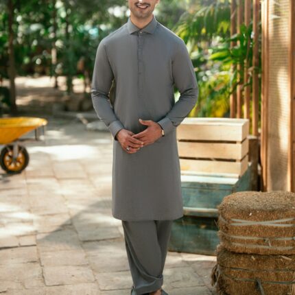 GREY COTTON CASUAL KAMEEZ SHALWAR