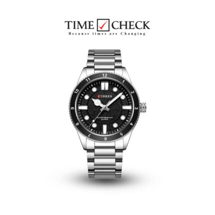 M:8450 Curren Black Dial silver Stainless Steel Chain Quartz Analog Men's Watch.